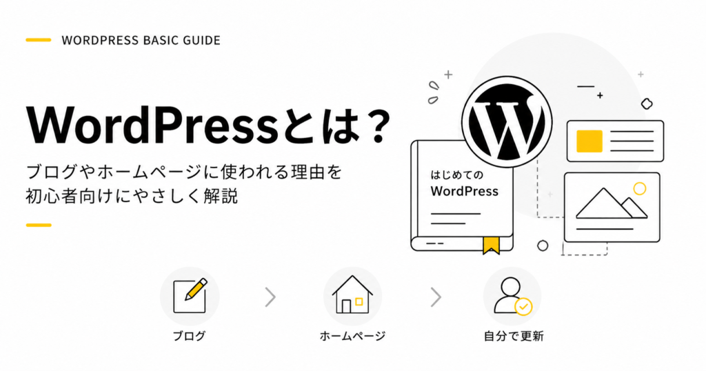 WordPressとは何かを初心者向けに説明するブログ・ホームページ作成ガイドのアイキャッチ画像